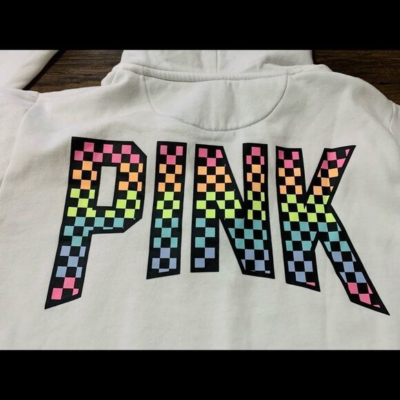 VS PINK RARE CHECKERED HOODIE XS - Picture 5 of 8